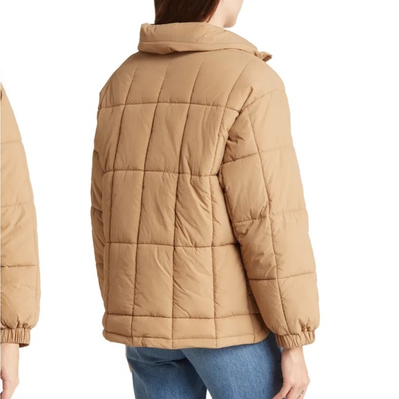 topshop tan quilted puffer jacket - Picture 2 of 8